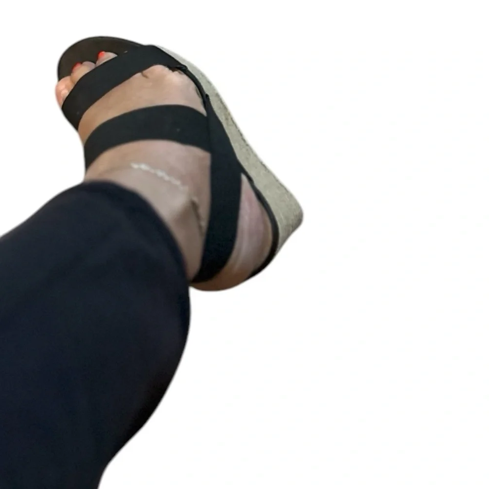 Report Black Espadrilles Wedge Sandals